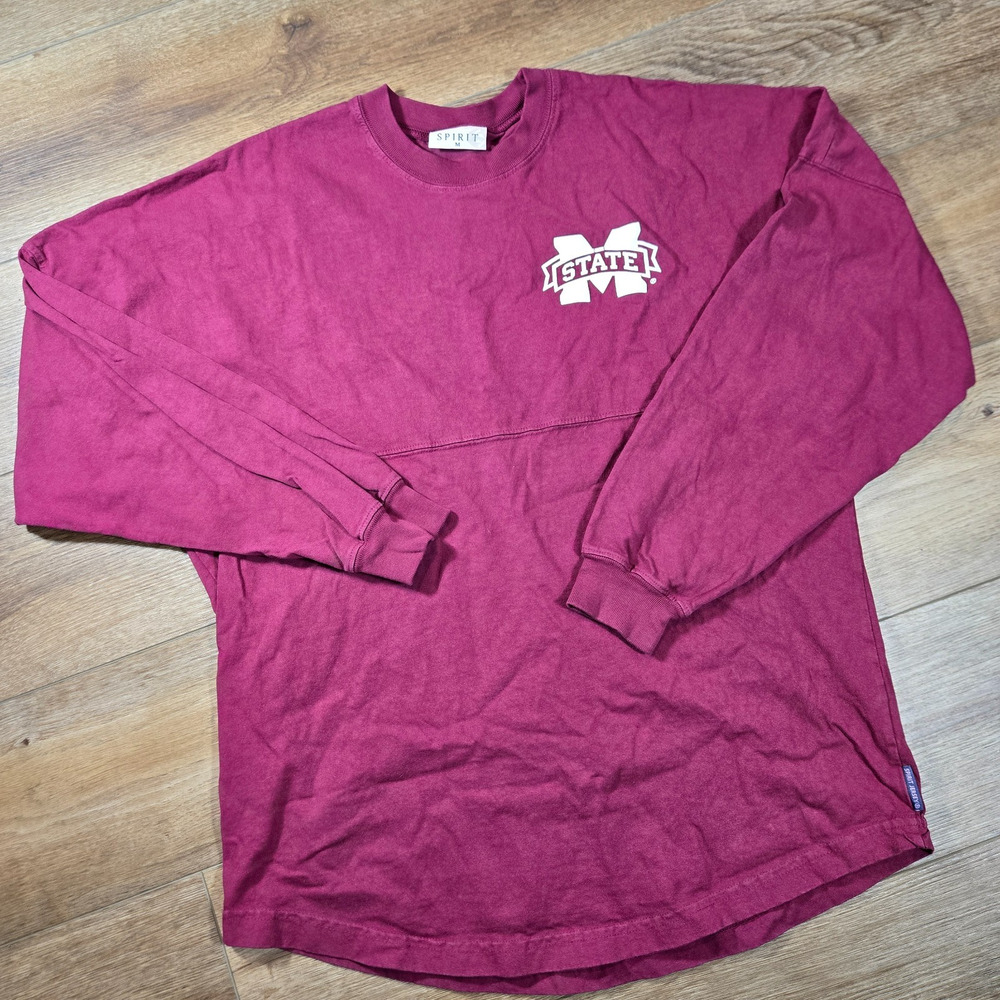 Mississippi State Bulldogs Spirit Jersey Mens M Red Long Sleeve USA Made